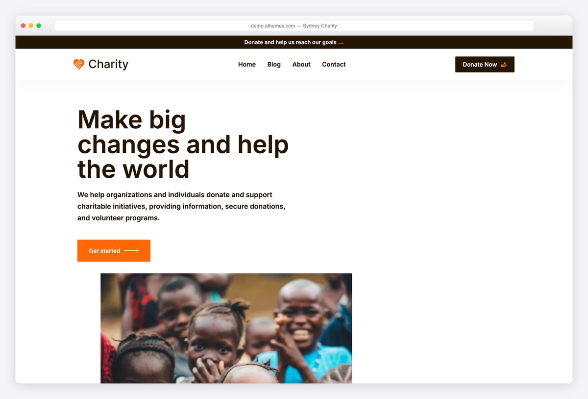 Sydney Charity demo site for a nonprofit