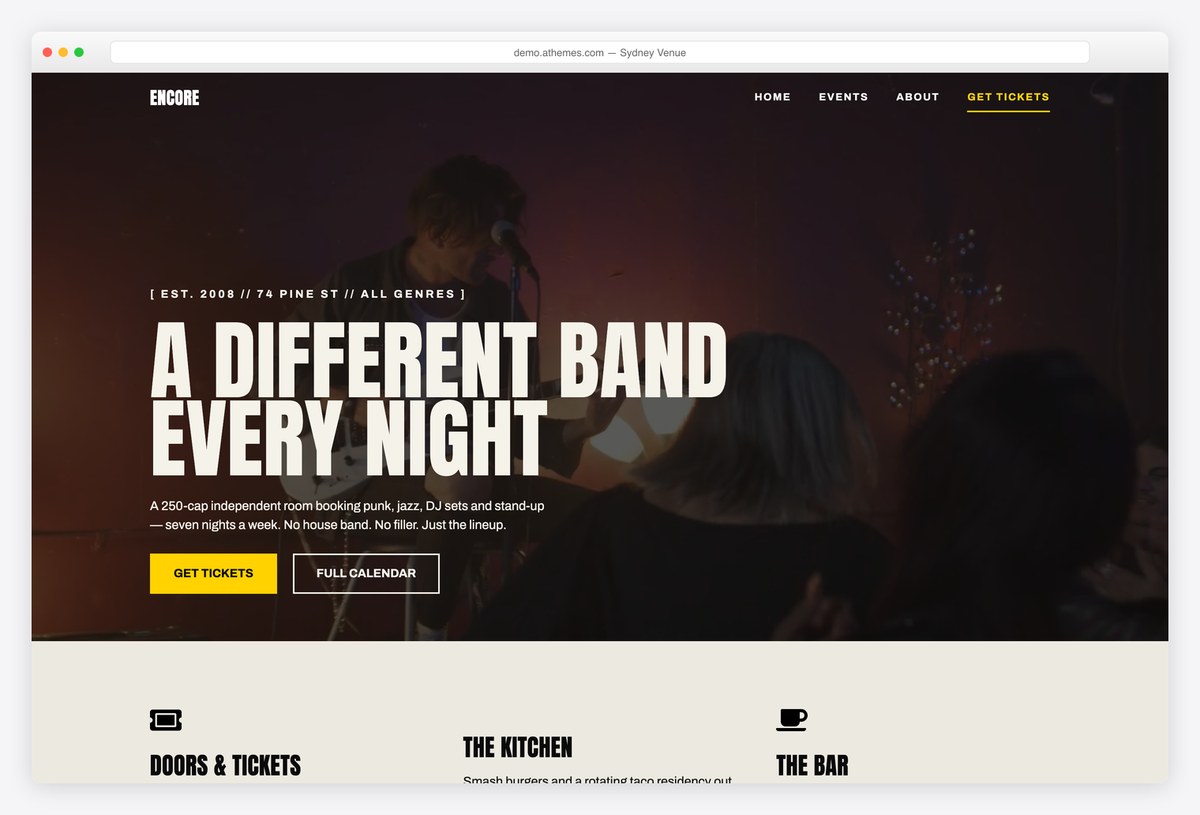 Sydney Venue free event listings demo