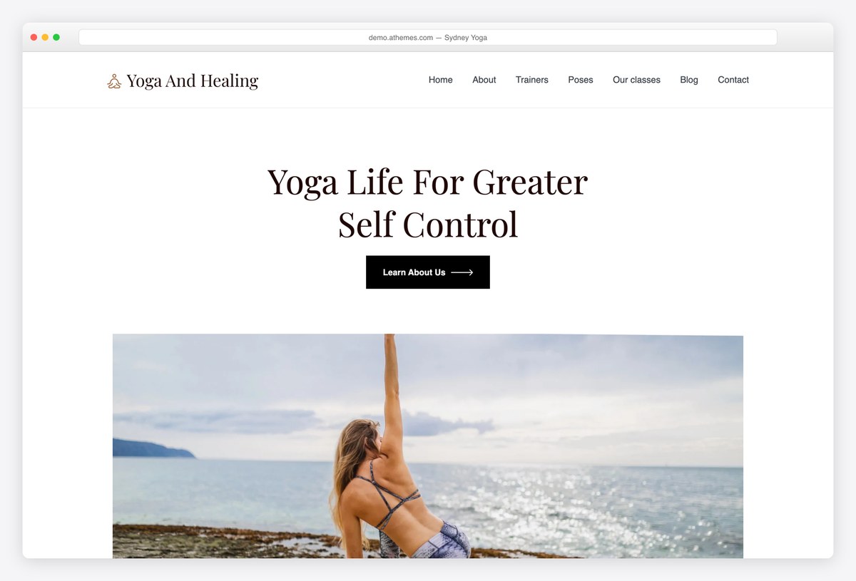 Sydney Yoga demo site for a wellness practitioner