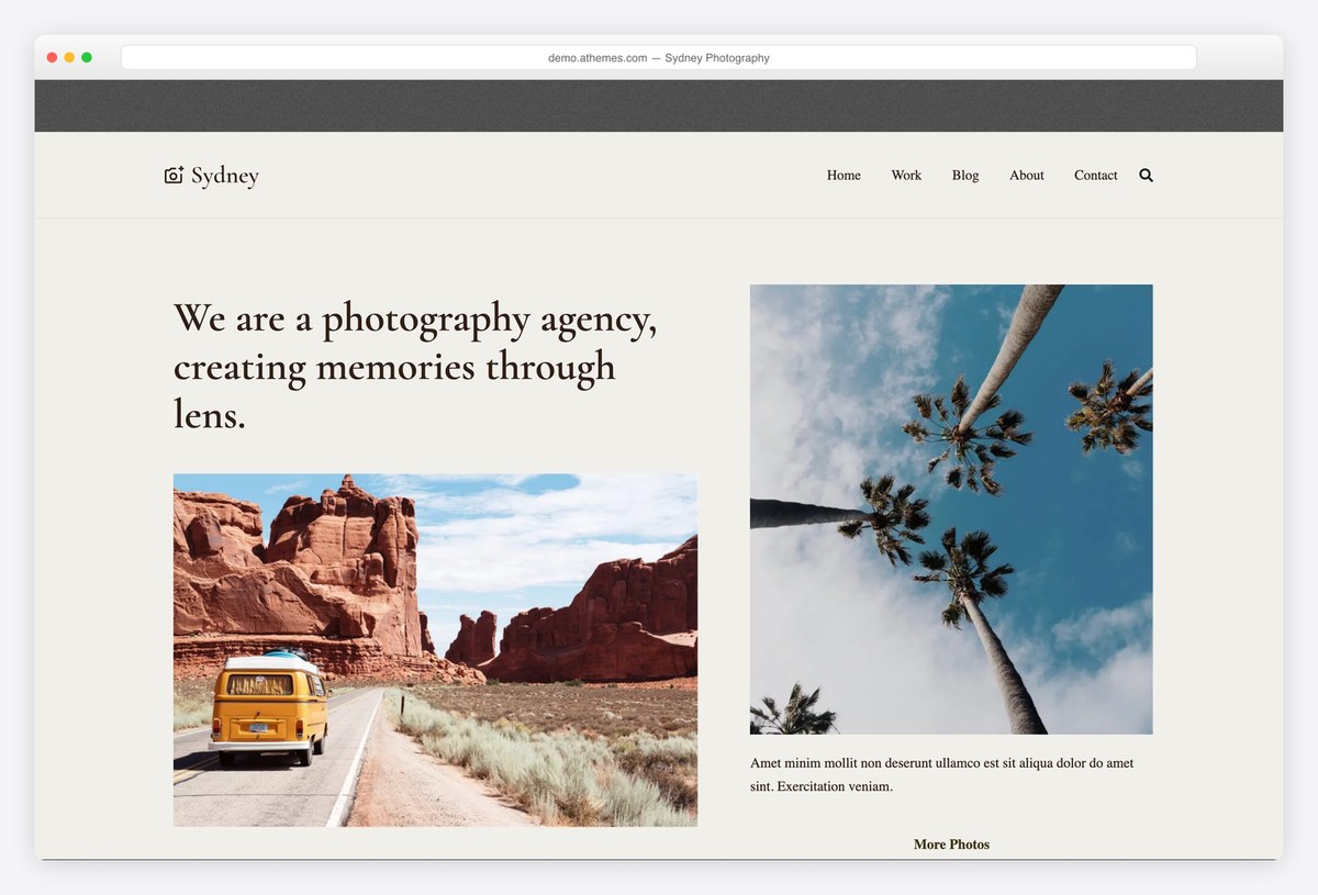 Sydney Photography starter site for a photographer