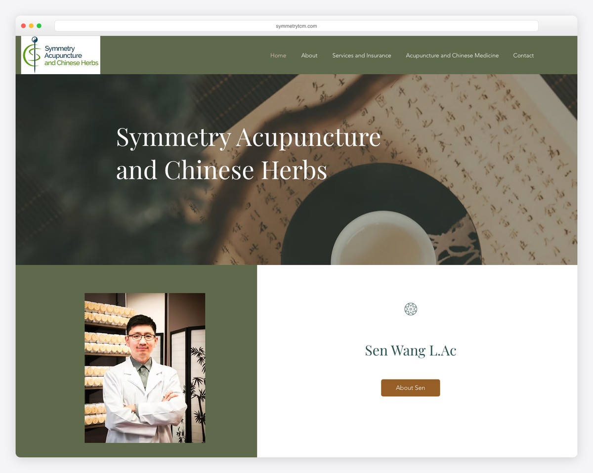 symmetry acupuncture & chinese herbs website example