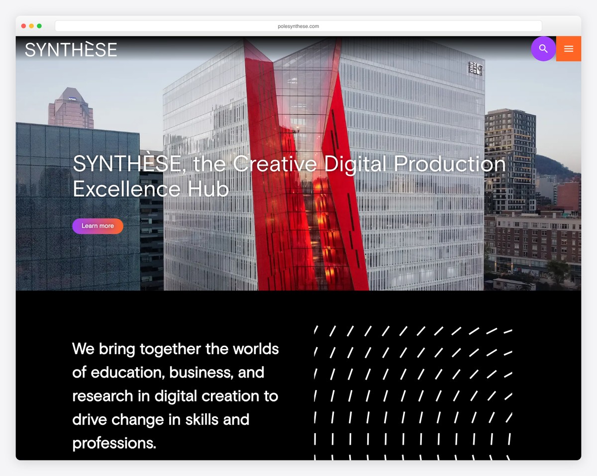 synthese - black motion and animation powered website