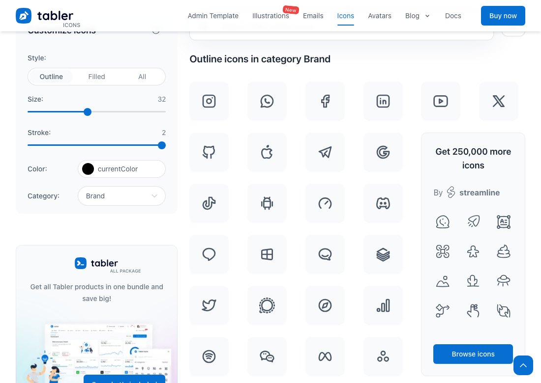 Tabler Icons brand category