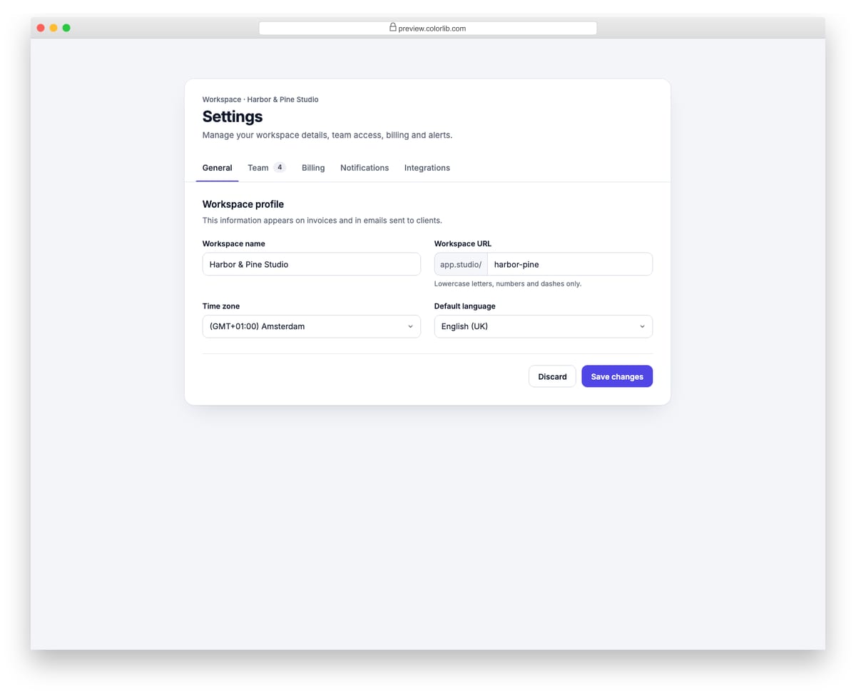 Tabs V01: account settings tabs with an animated sliding underline