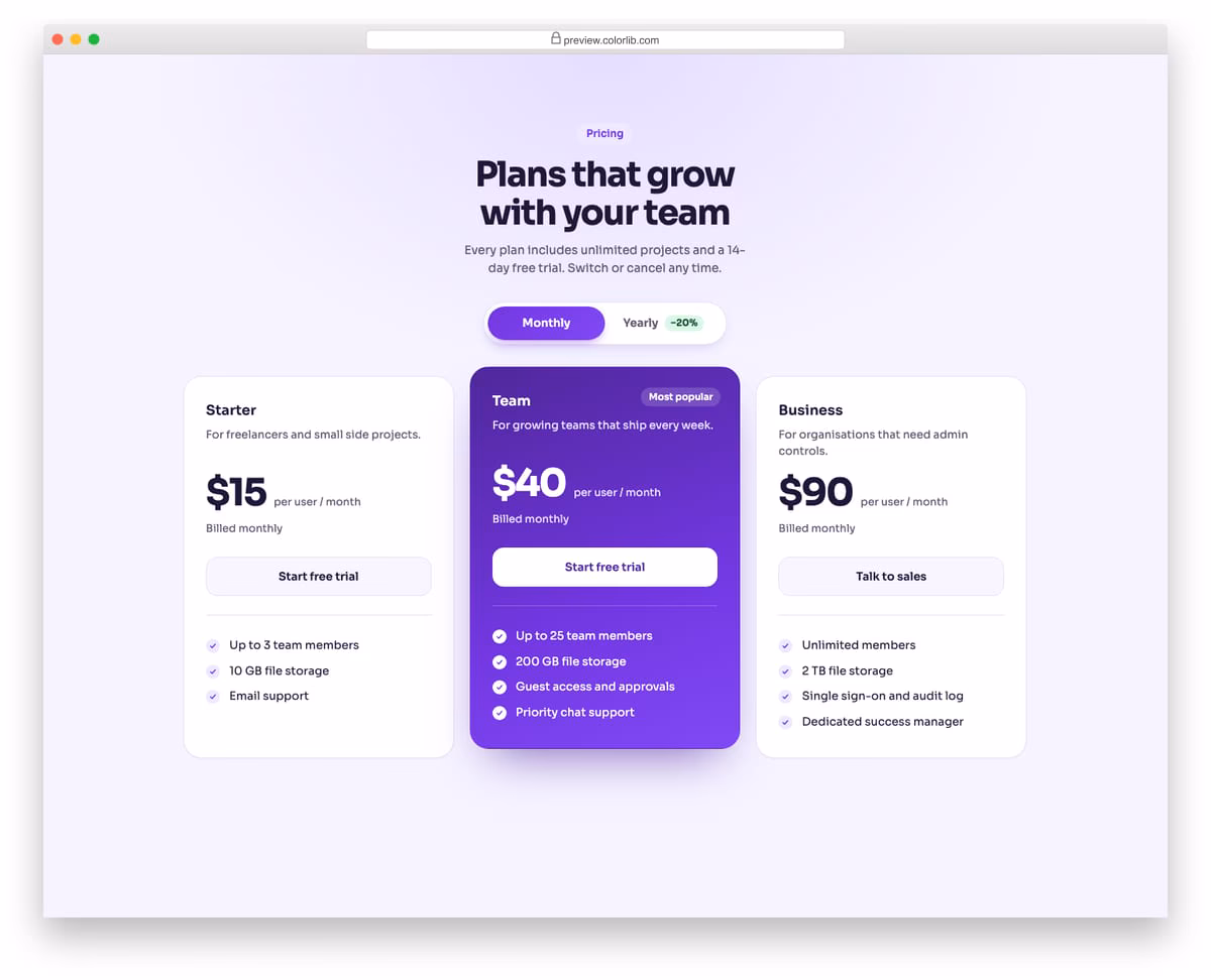 Tabs V07: monthly / yearly pricing tabs