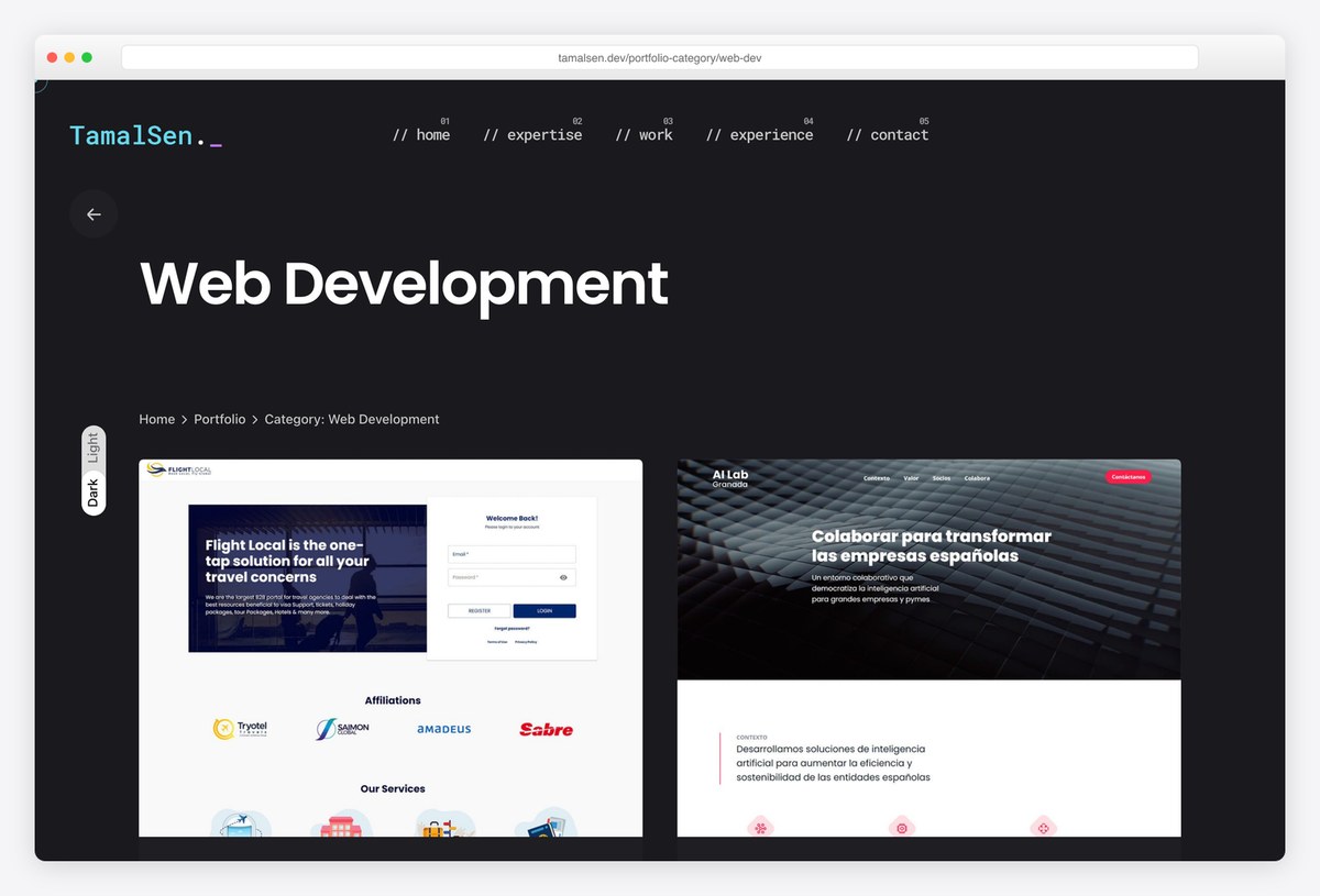 Tamal Sen's Web Development portfolio category