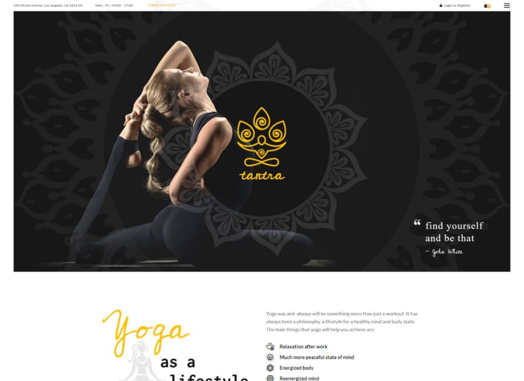Tantra - Yoga Studio and Fitness Club WordPress Theme