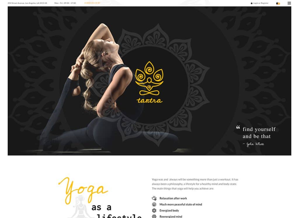 Tantra - Yoga Studio and Fitness Club WordPress Theme