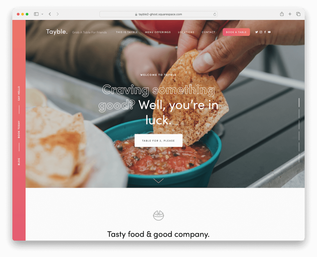 tayble squarespace food and drink template