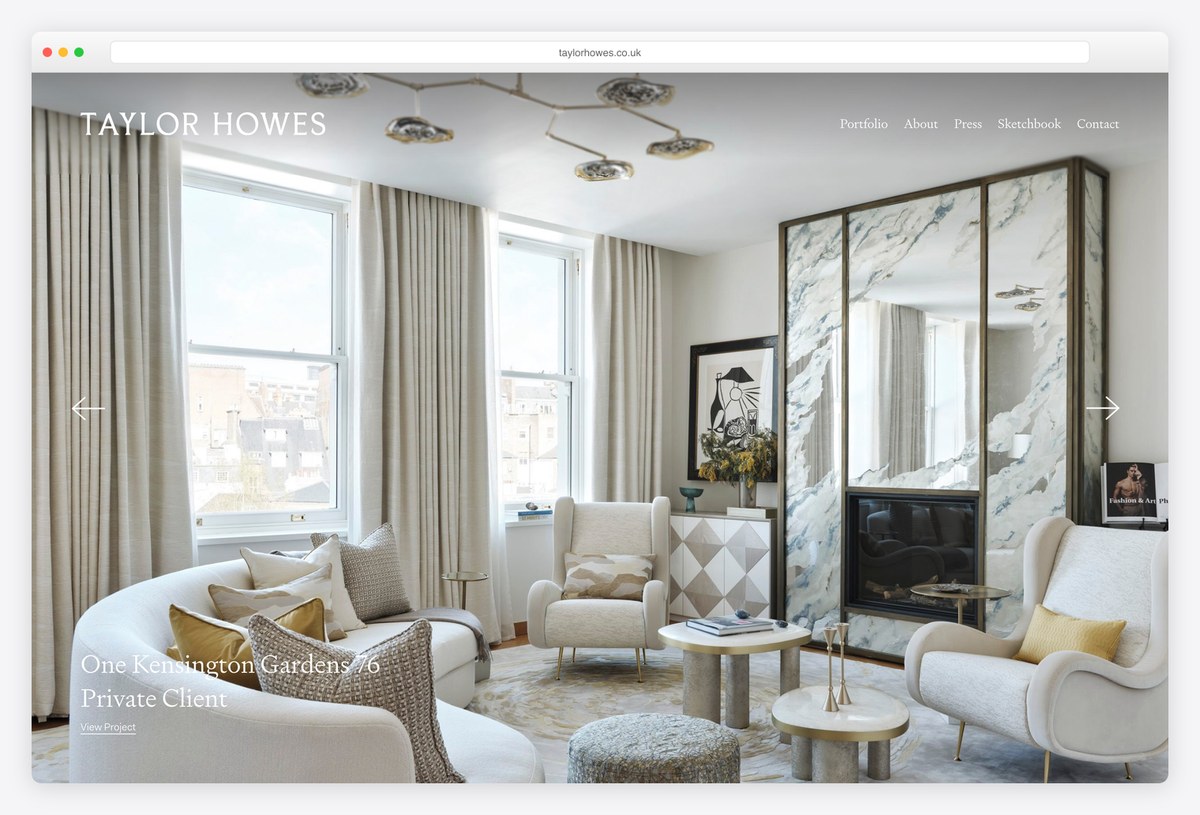 Taylor Howes interior design portfolio website