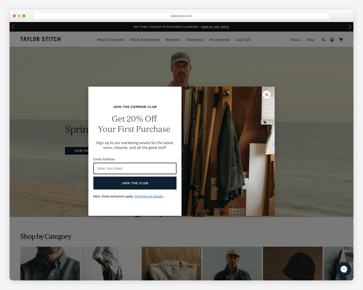 taylor stitch website example
