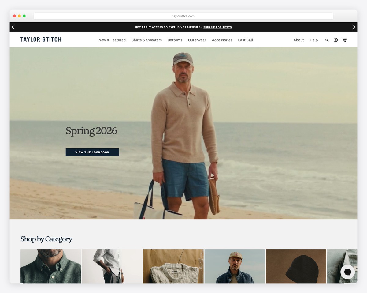 Taylor Stitch menswear website