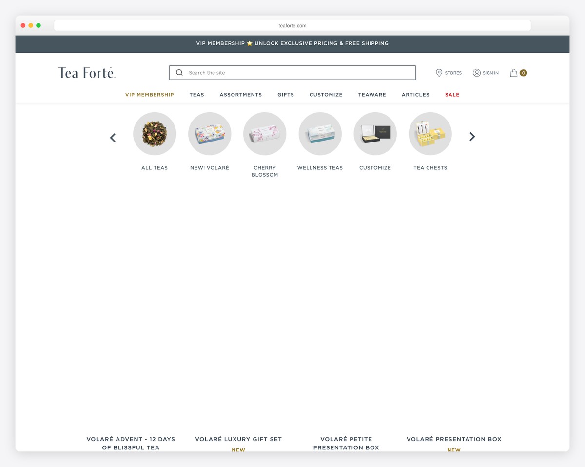 tea forte website example