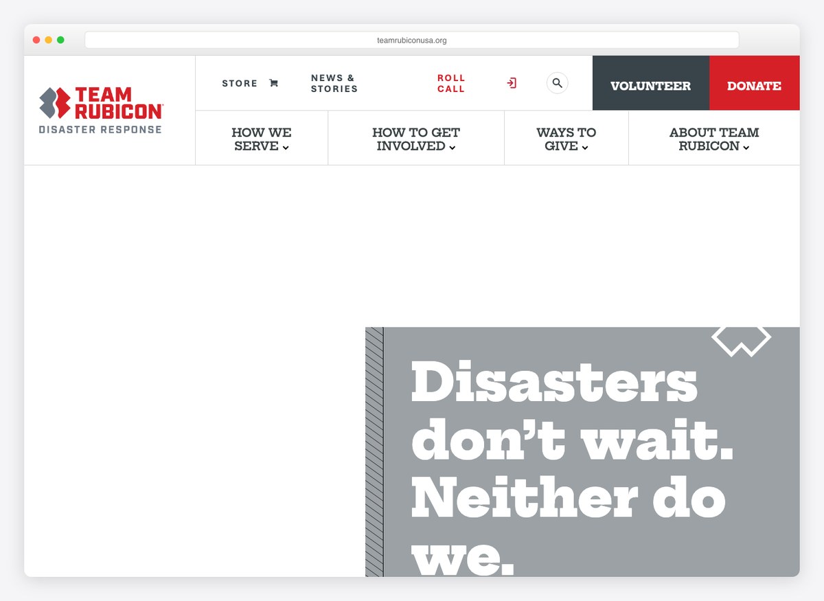 Team Rubicon nonprofit website homepage