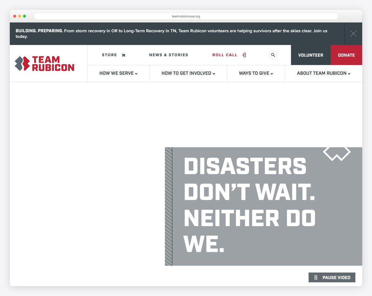 team rubicon nonprofit website example