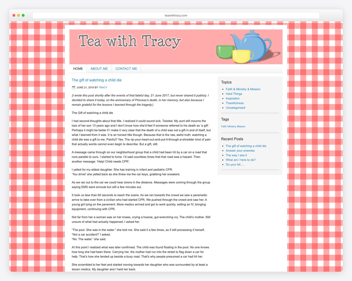 tea with tracy website example