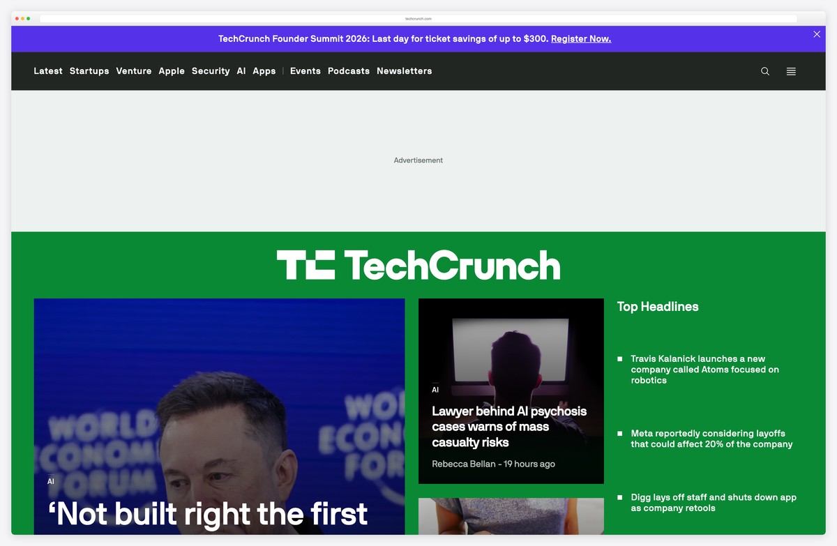 techcrunch technology news wordpress website example