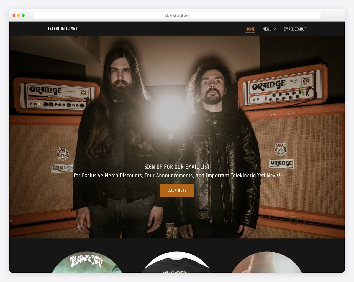 telekinetic yeti band godaddy website example