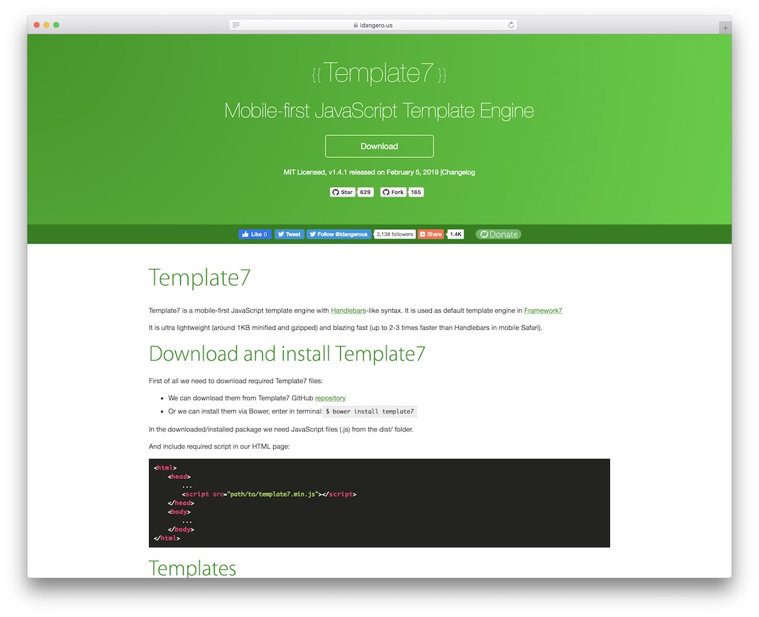 template7 mobile javascript templating engine