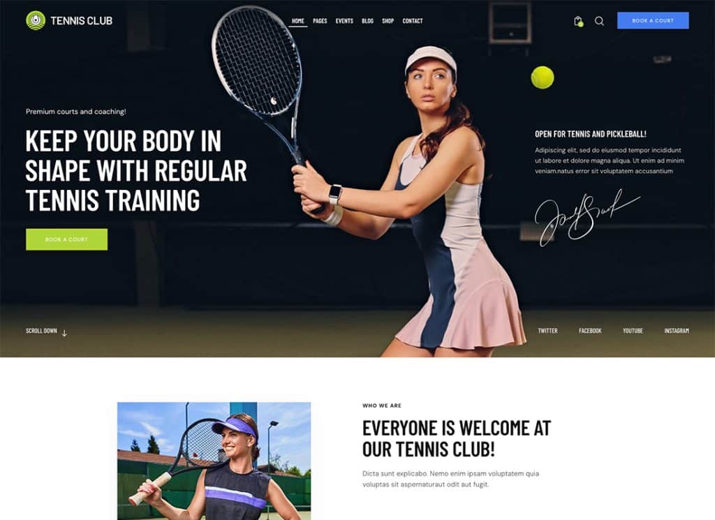 Tennis - Sport Club & Events WordPress Theme
