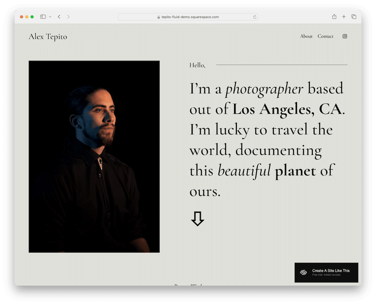 tepito - photographer portfolio website template for Squarespace