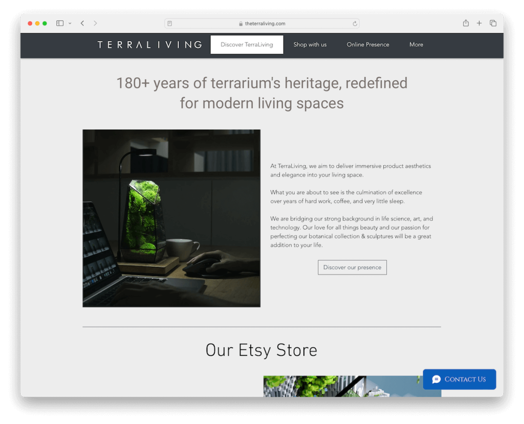 terraliving wix website example