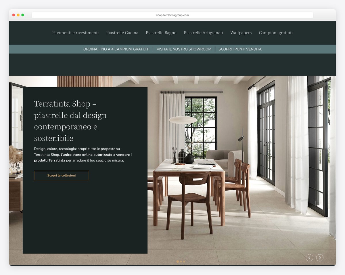 terratinta - interior design website example made with WP