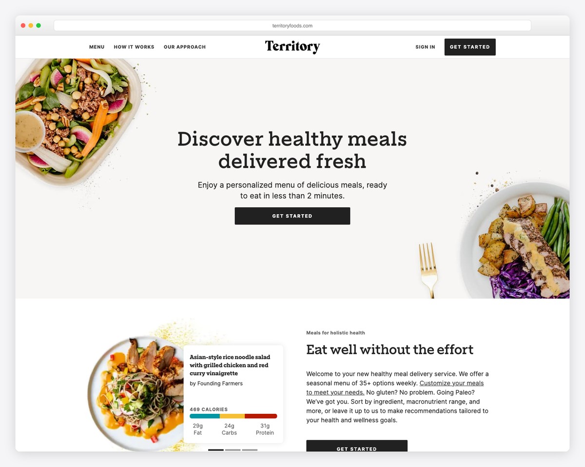 territory foods website example