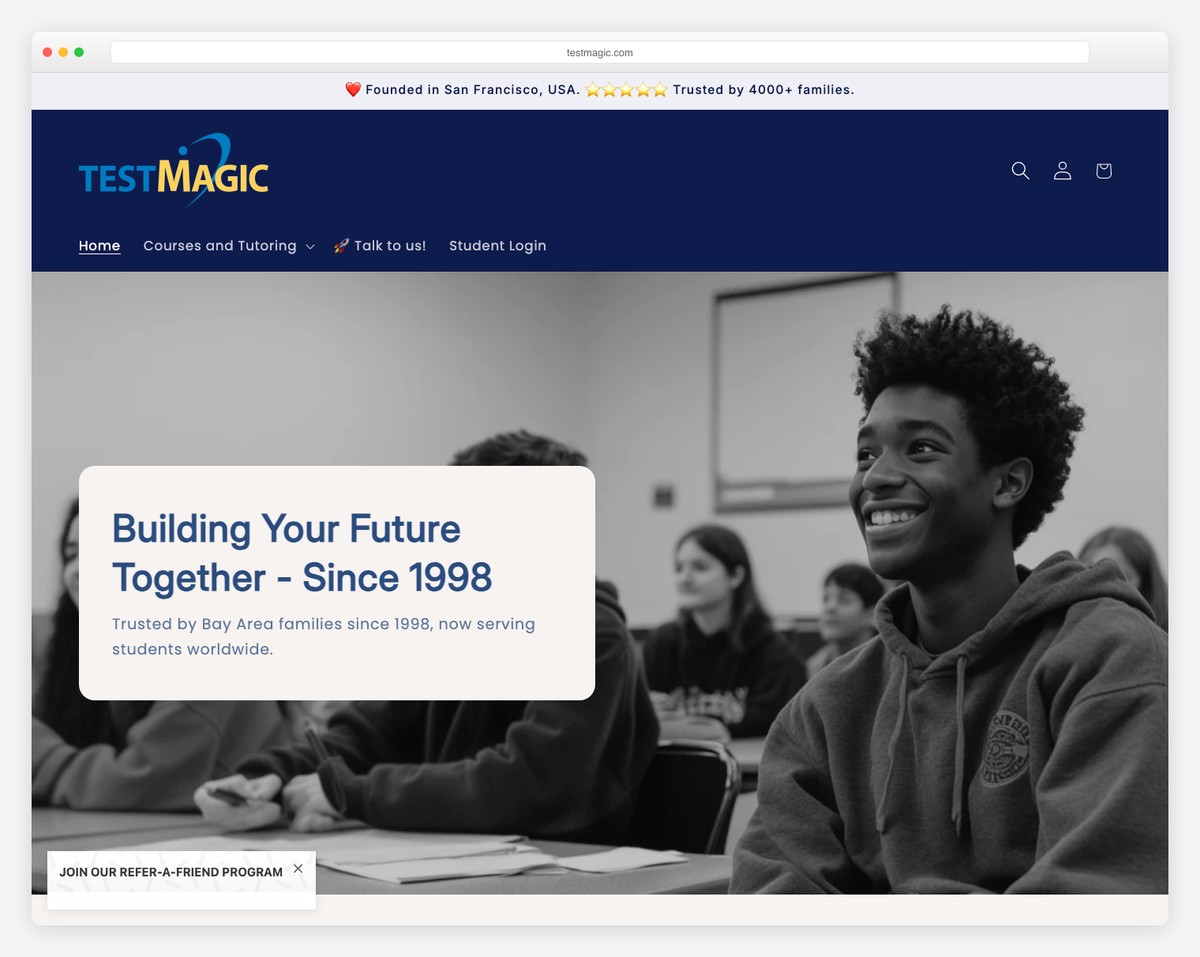 testmagic tutoring website