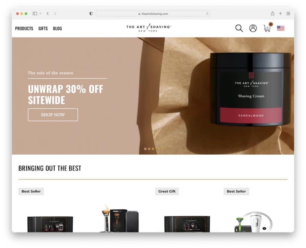 the art of shaving bigcommerce website