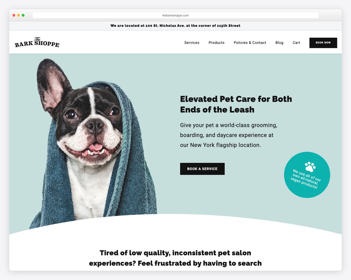 the bark shoppe grooming website