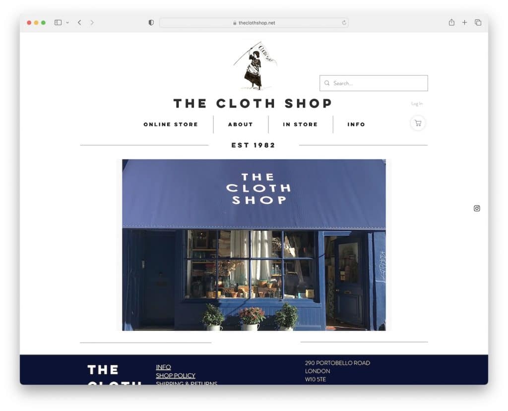 the cloth shop wix store example