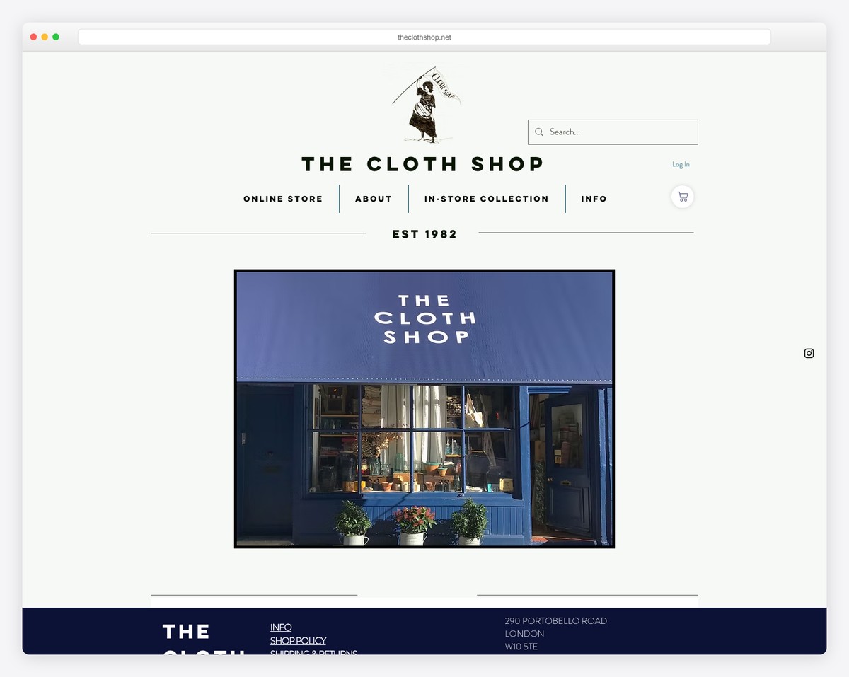 the cloth shop wix store example