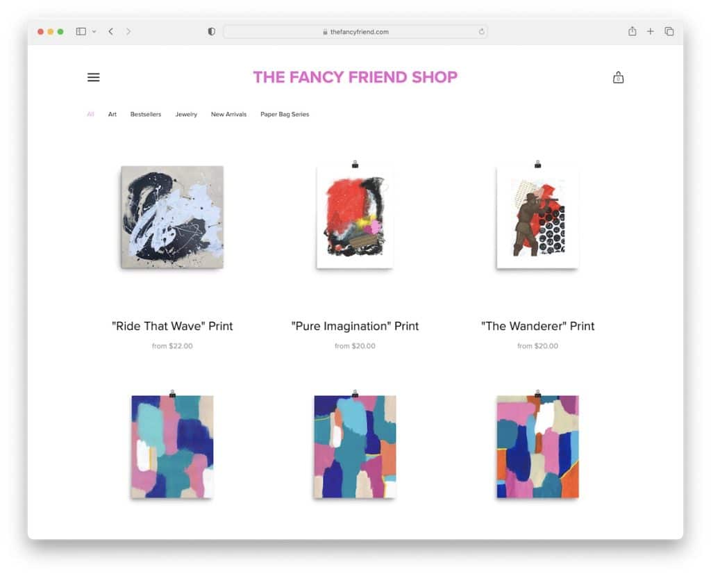 the fancy friend shop squarespace example