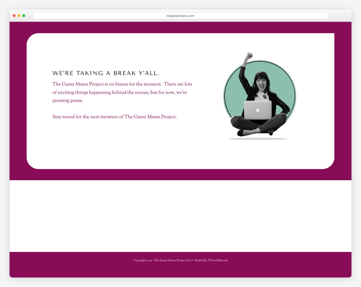 the gutsy mama project squarespace landing page example