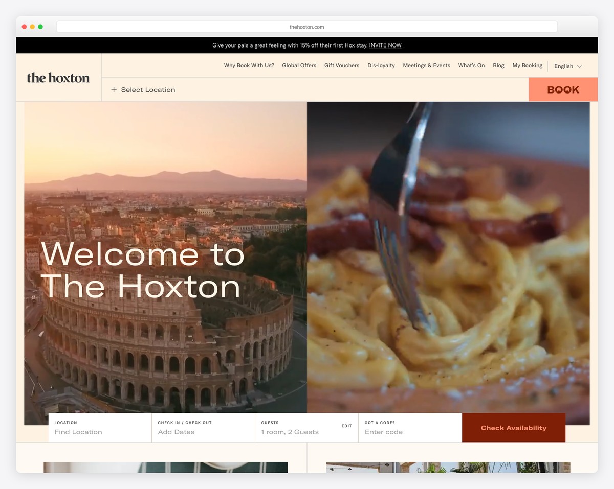 the hoxton hotel website example
