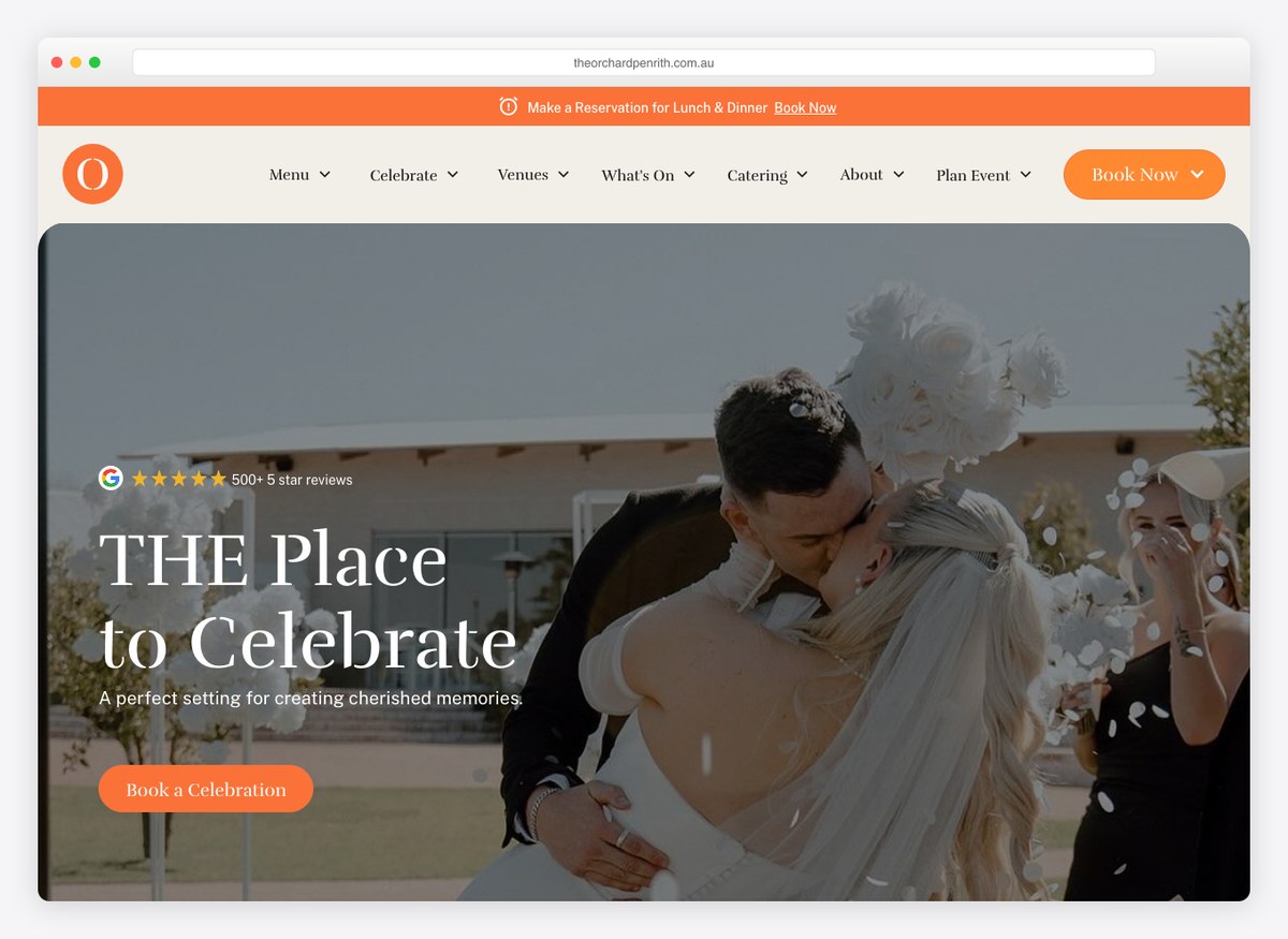 The Orchard Penrith event website homepage
