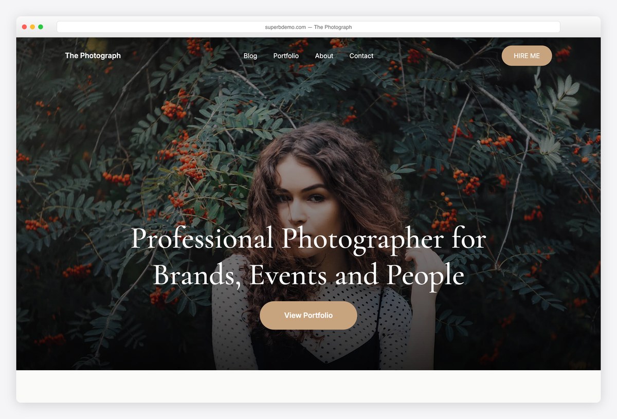 The Photograph free block-based photography WordPress theme