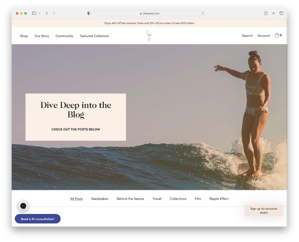 the seea shopify blog example