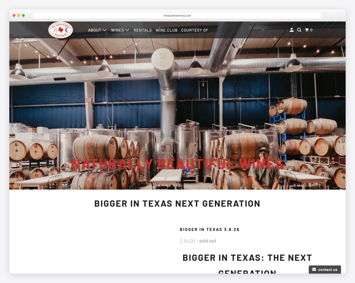 the austin winery website example