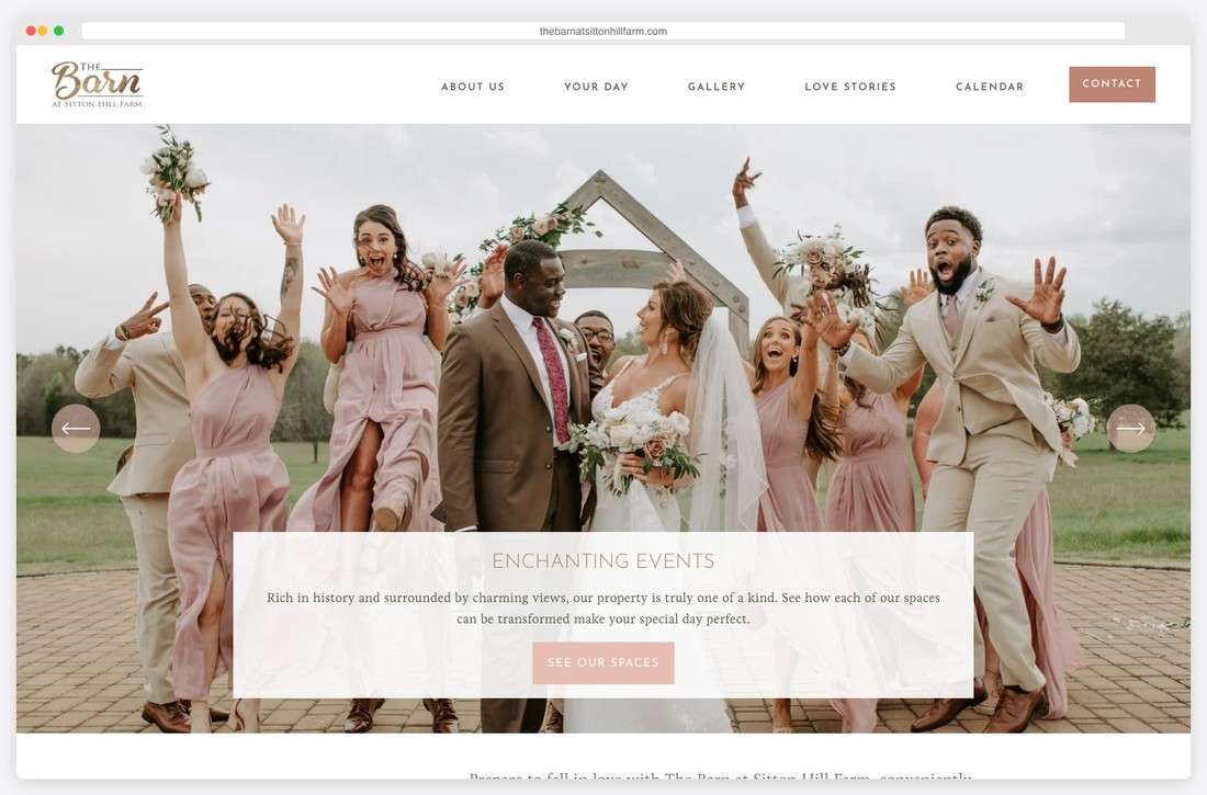 the barn at sitton hill farm website example