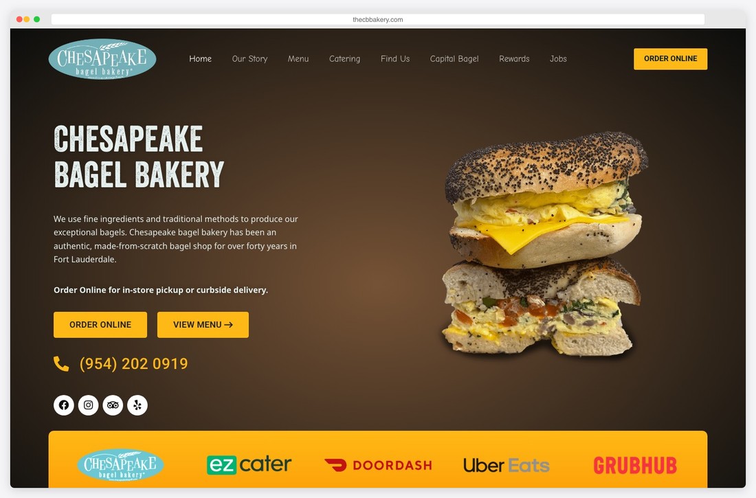 chesapeake bagel bakery website example