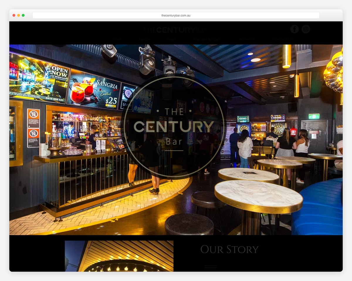 the century bar website example