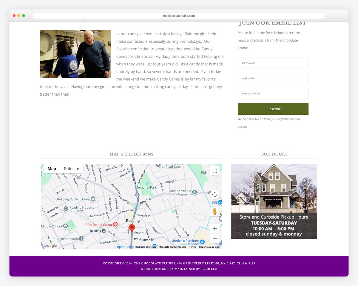 the chocolate truffle website example