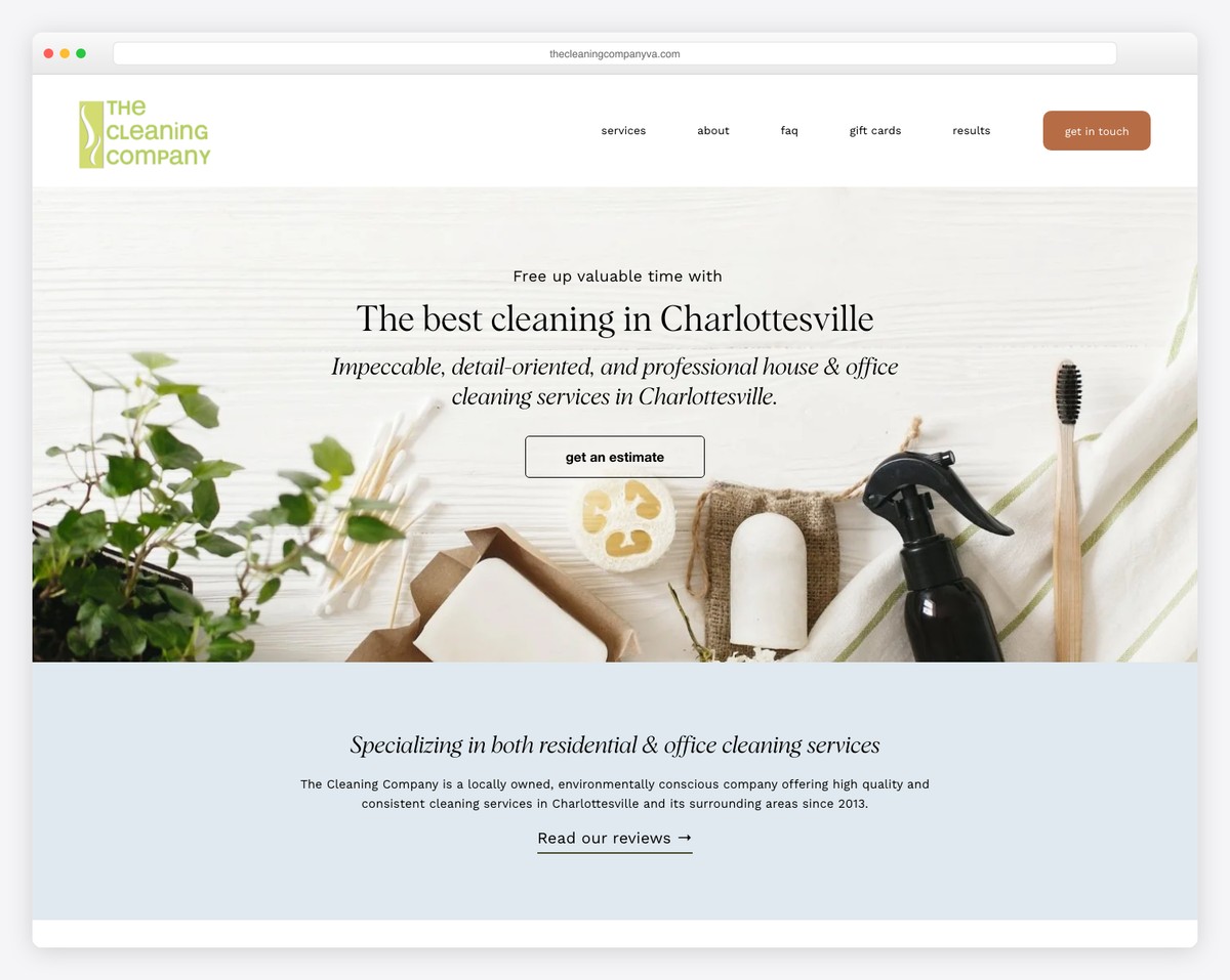 the cleaning company website example