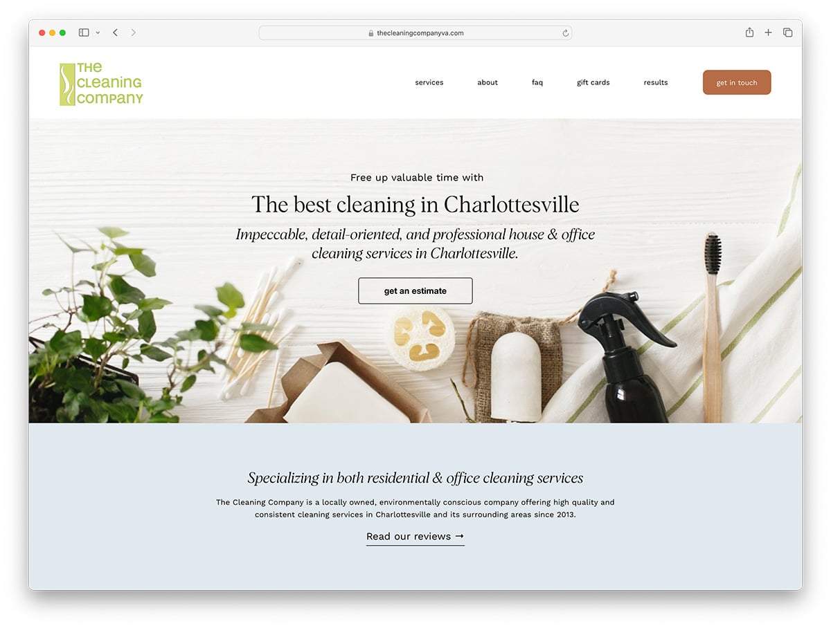 The Cleaning Co website example in VA
