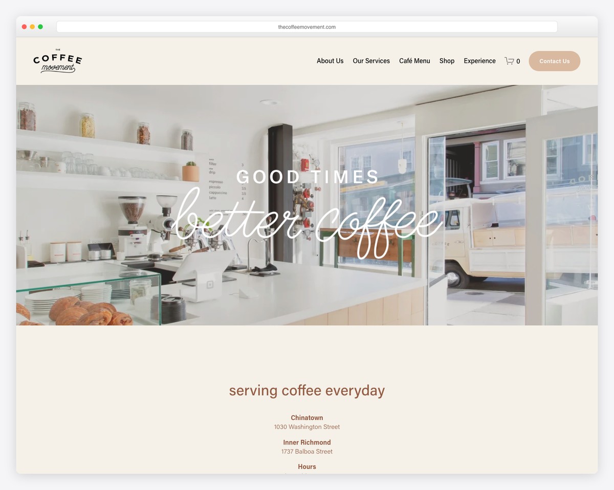 the coffee movement website example