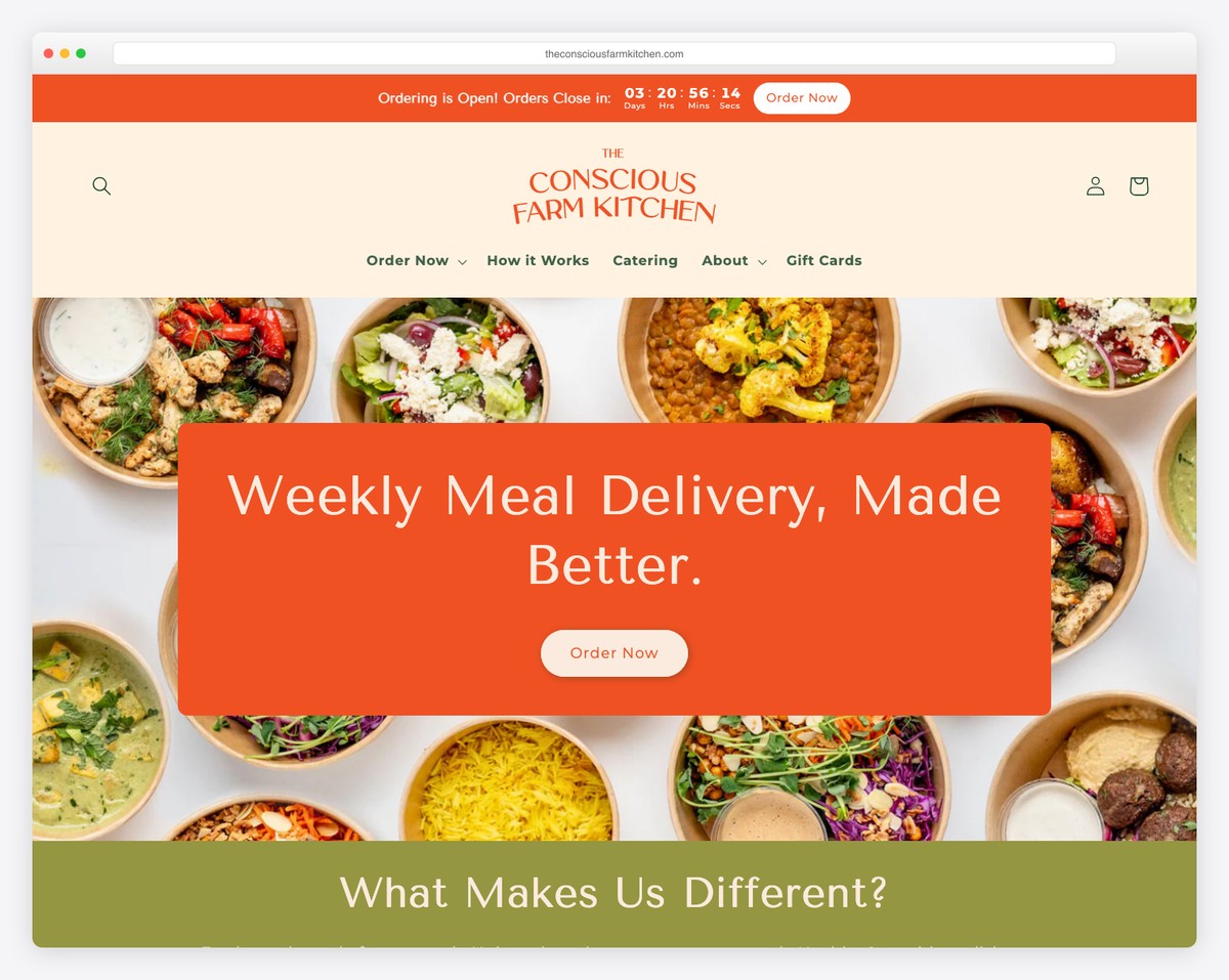 the conscious farm kitchen website example