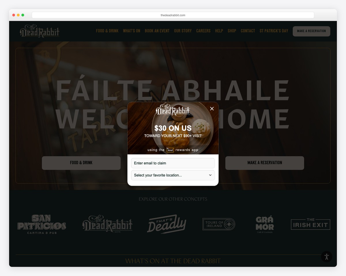 the dead rabbit website example