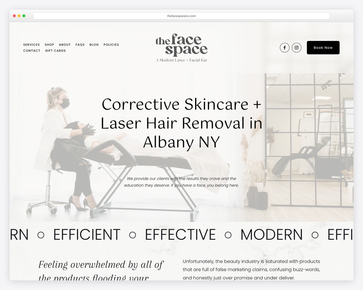 the face space website example